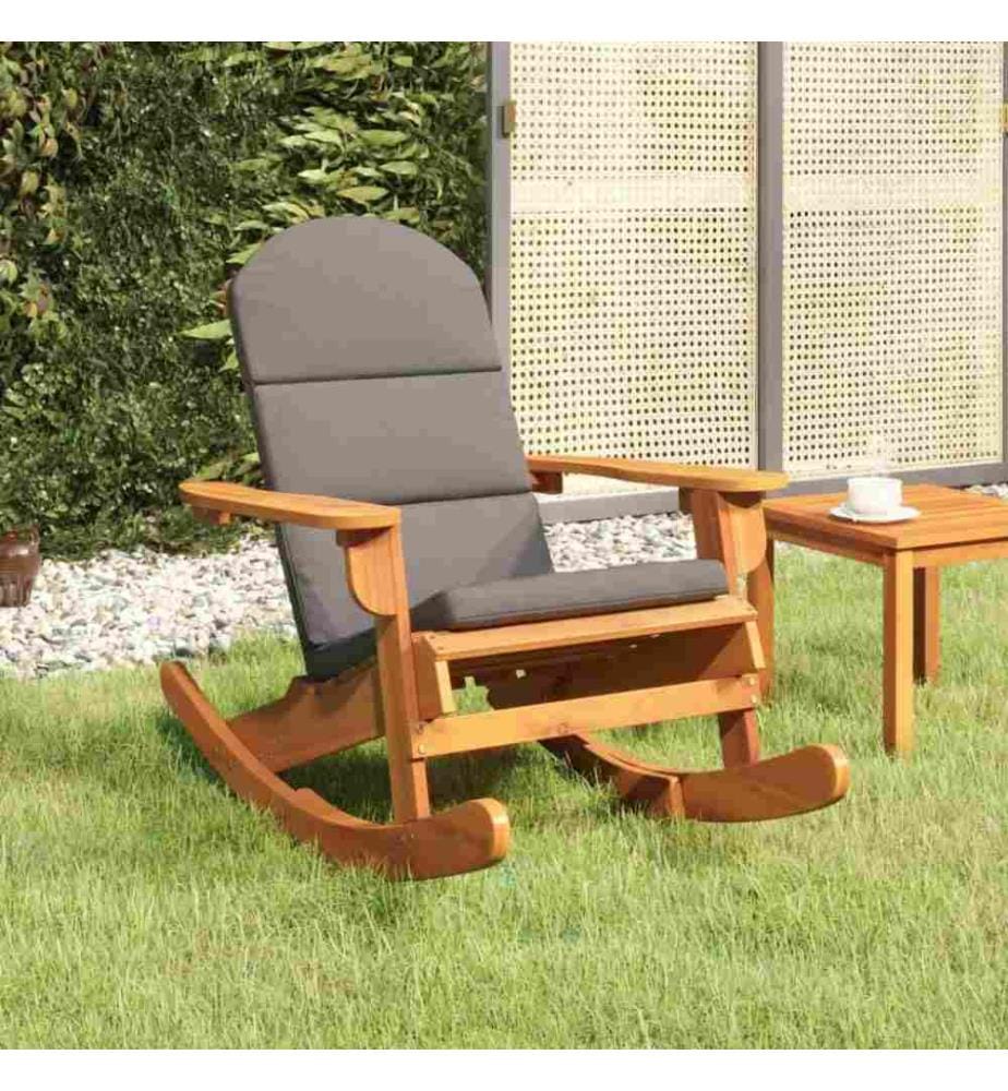 Chaise à bascule Adirondack avec coussins bois massif d'acacia