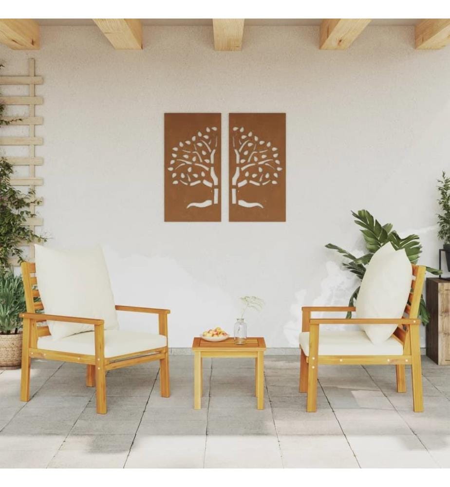Gartensessel 2 Stk. mit Kissen Massivholz Akazie