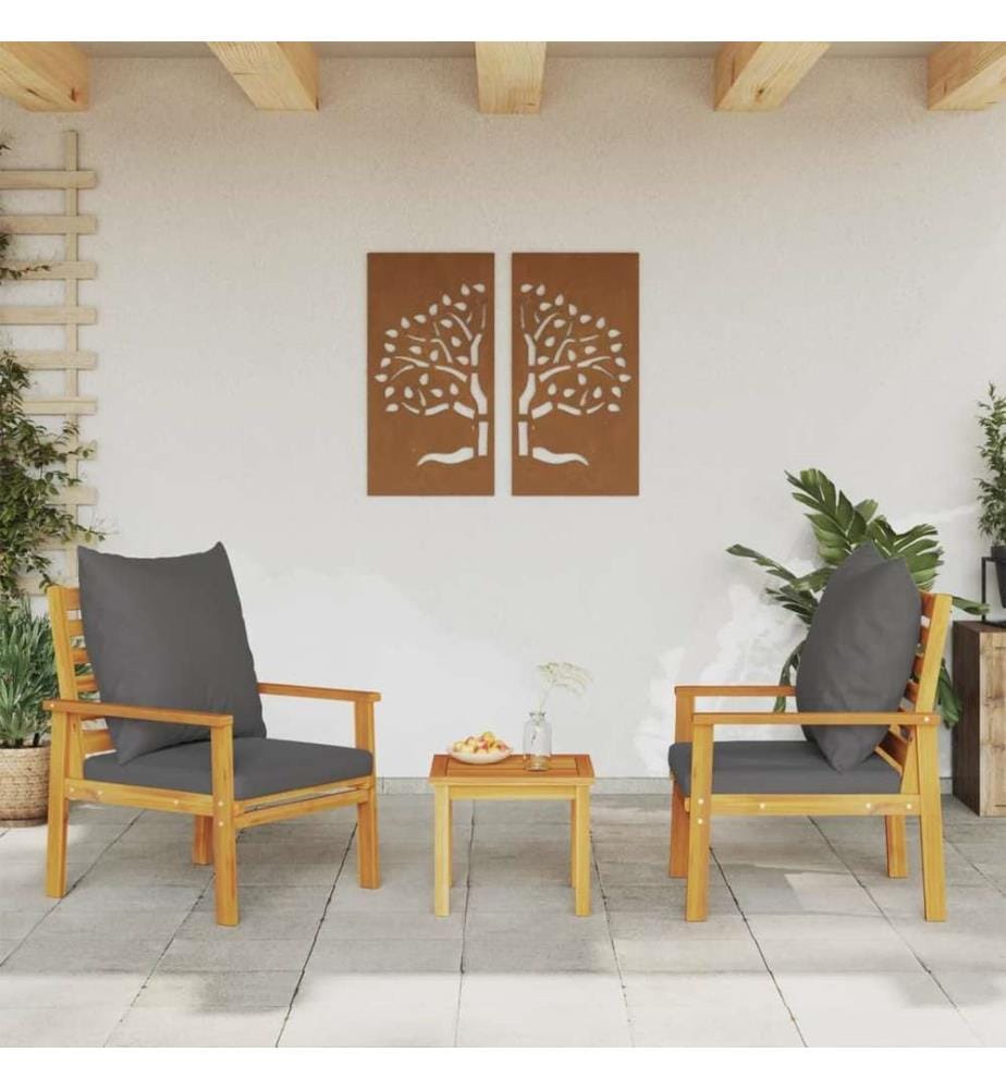 Gartensessel 2 Stk. mit Kissen Massivholz Akazie
