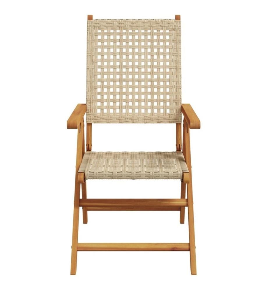Gartenstühle 2 Stk. Beige Massivholz Akazie und Poly Rattan