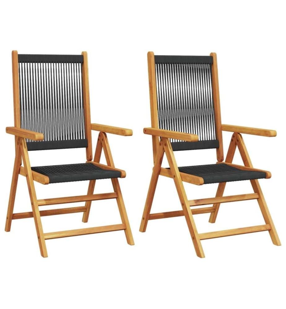 Chaises de jardin lot de 2 noir bois d'acacia et polypropylène