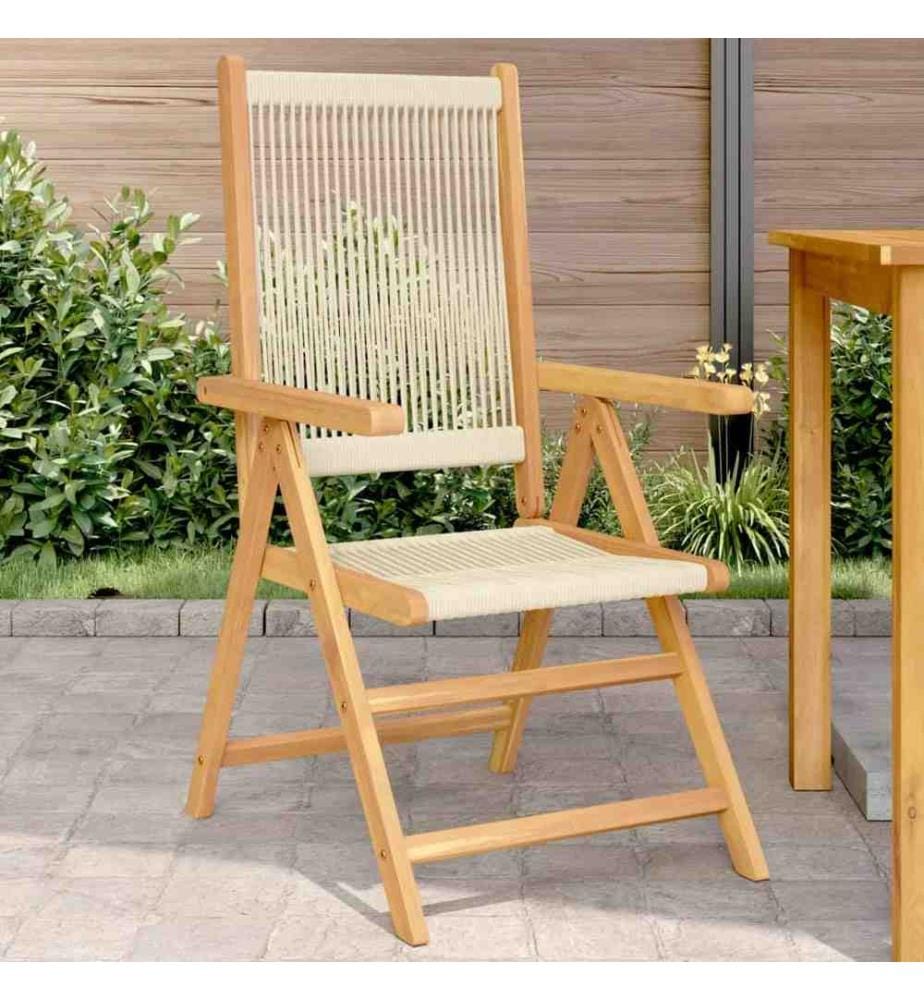 Gartenstühle 2 Stk. Beige Massivholz Akazie und Polypropylen