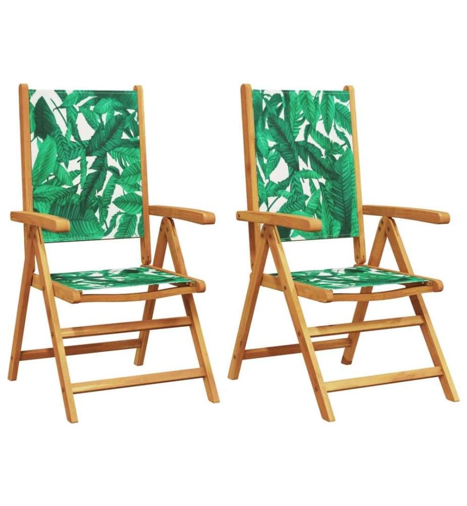 Chaises de jardin lot de 2 motif de feuilles acacia et tissu