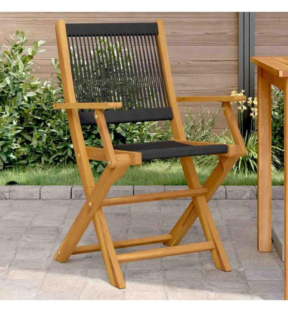Gartenstühle 2 Stk. Schwarz Massivholz Akazie und Polypropylen