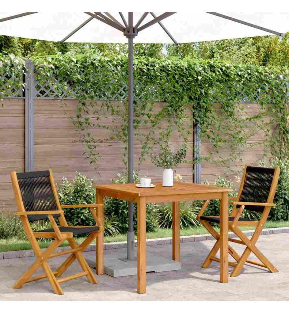 Gartenstühle 2 Stk. Schwarz Massivholz Akazie und Polypropylen