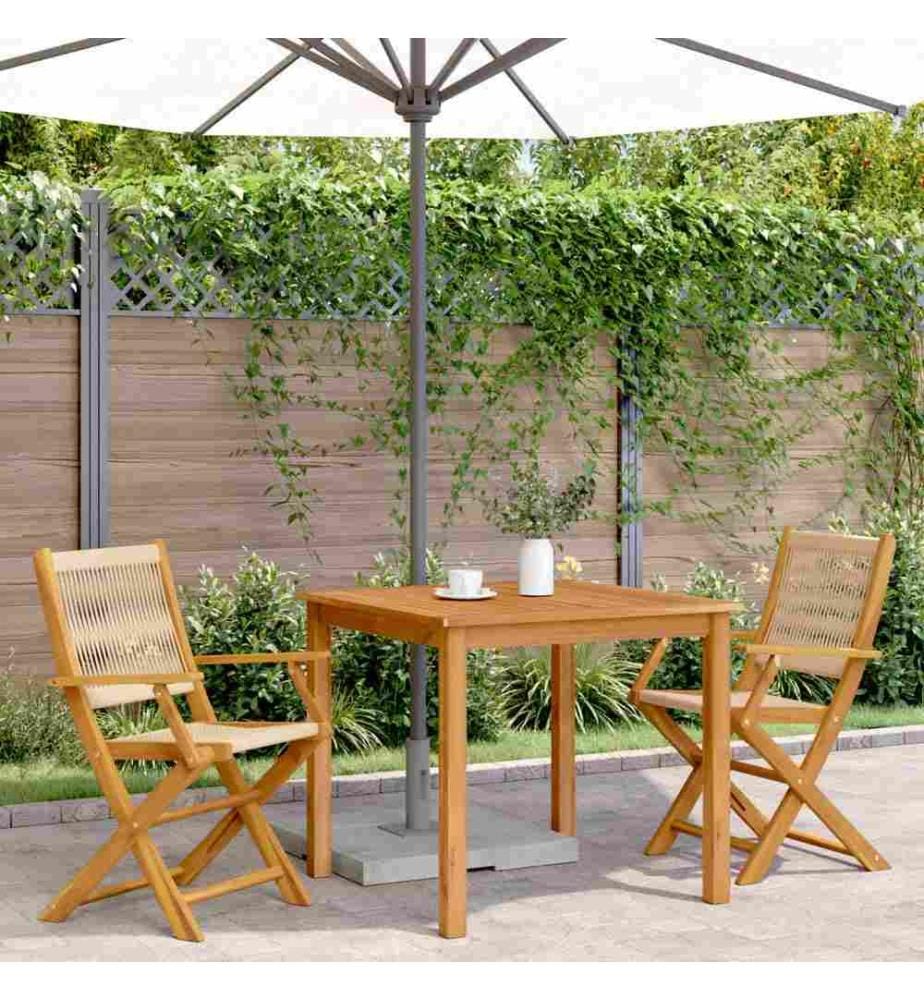 Gartenstühle 2 Stk. Beige Massivholz Akazie und Polypropylen