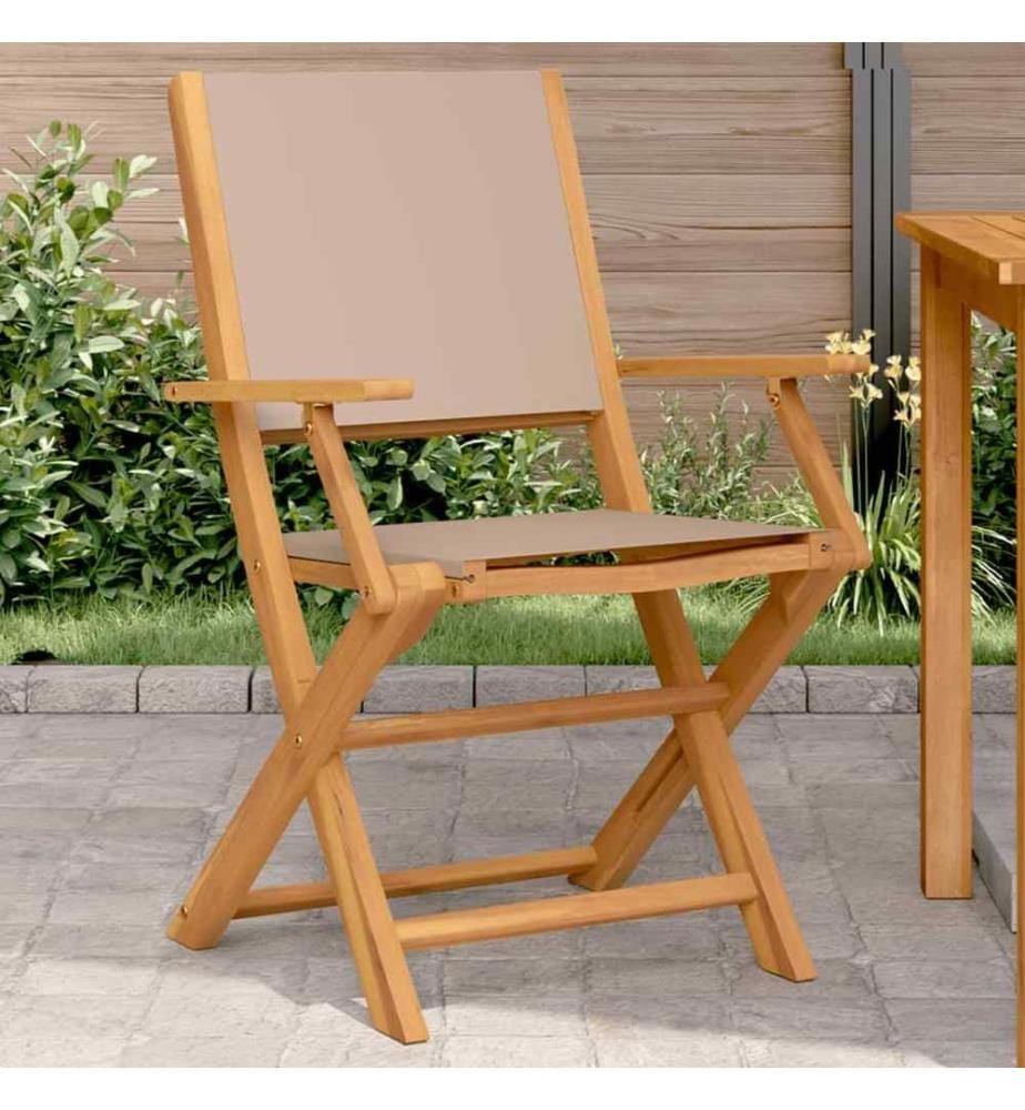 Gartenstühle 2 Stk. Taupe Massivholz Akazie & Stoff