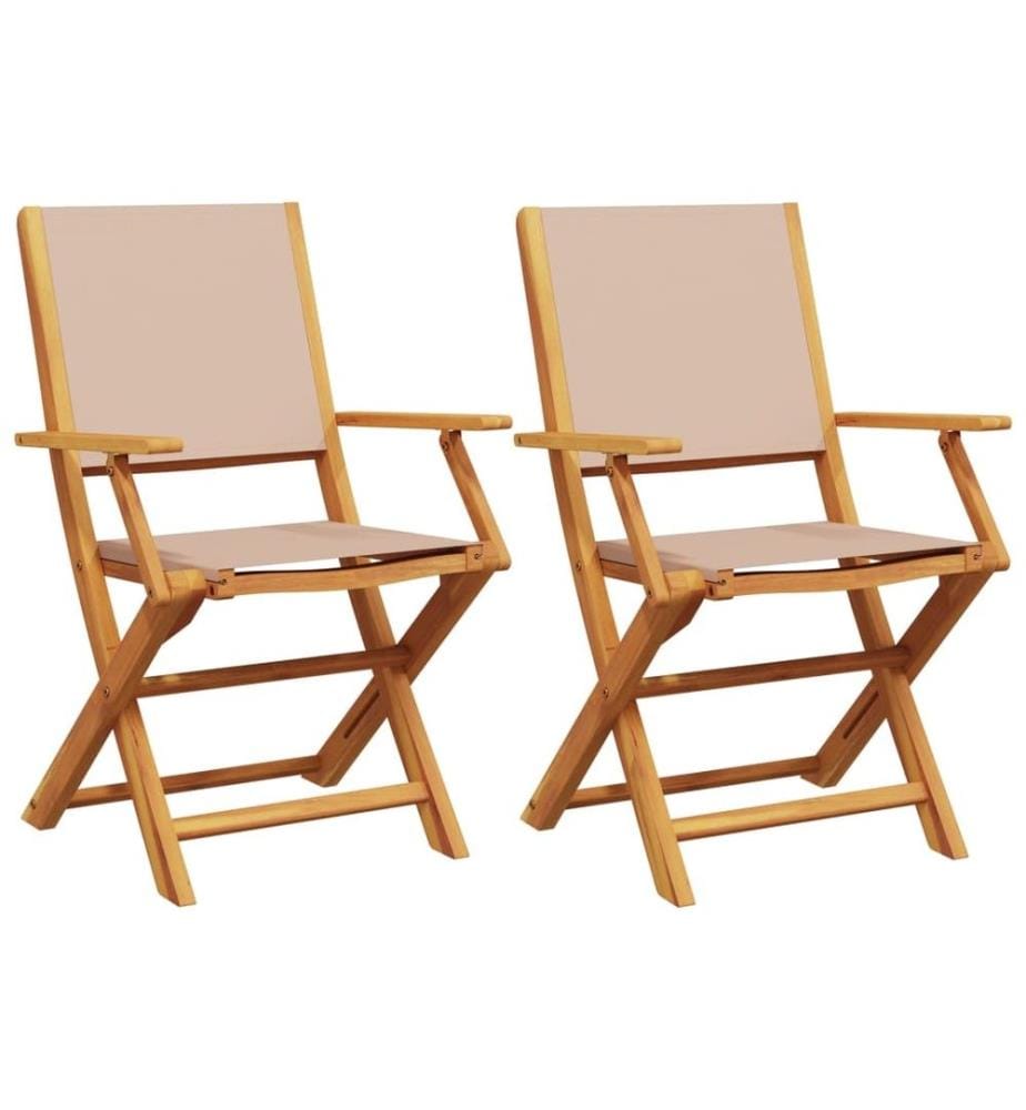 Gartenstühle 2 Stk. Taupe Massivholz Akazie & Stoff
