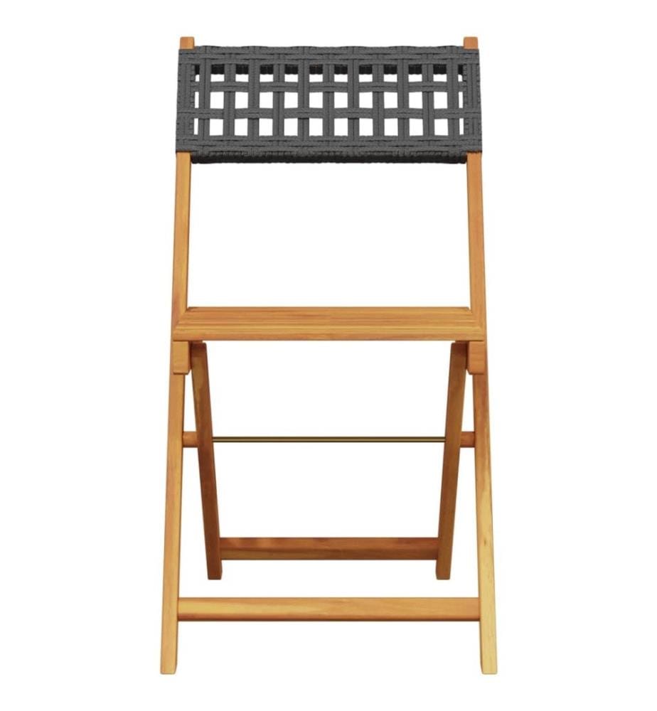 Chaises de bistrot lot de 2 noir bois massif d'acacia et rotin