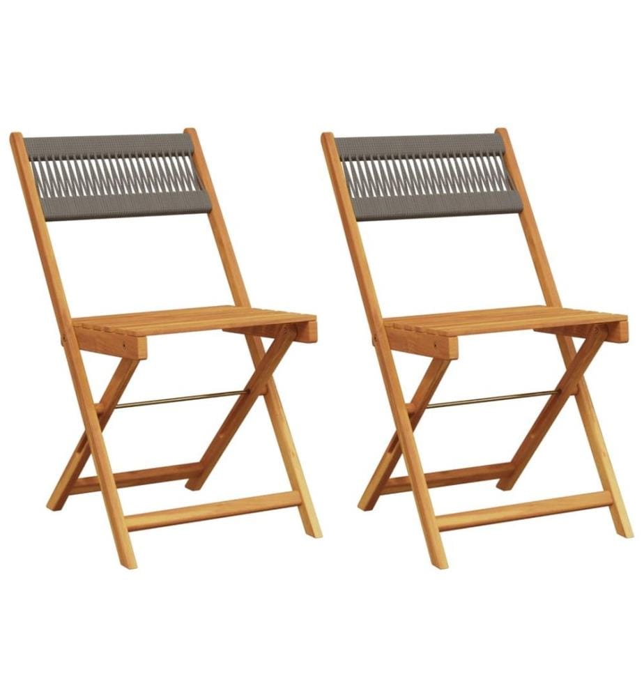 Chaises de bistrot lot de 2 gris bois d'acacia et polypropylène