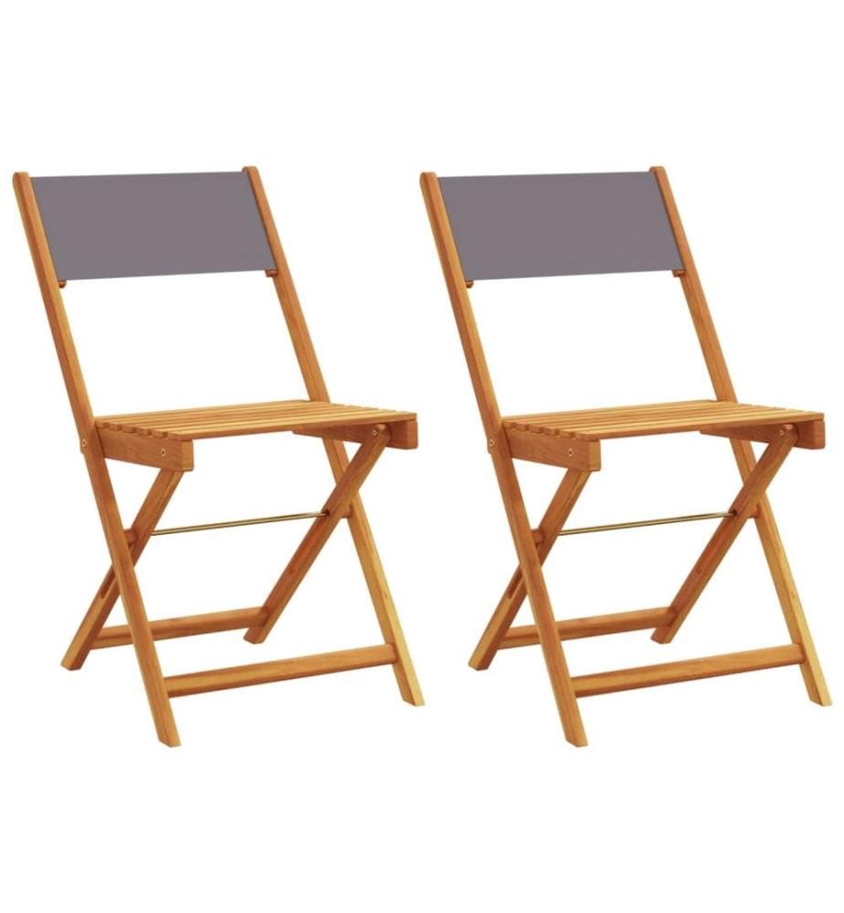 Chaises de bistrot lot de 2 anthracite bois acacia massif tissu