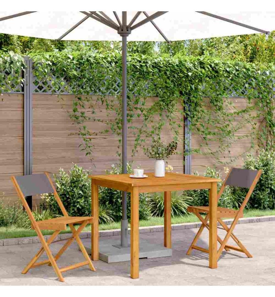 Chaises de bistrot lot de 2 anthracite bois acacia massif tissu