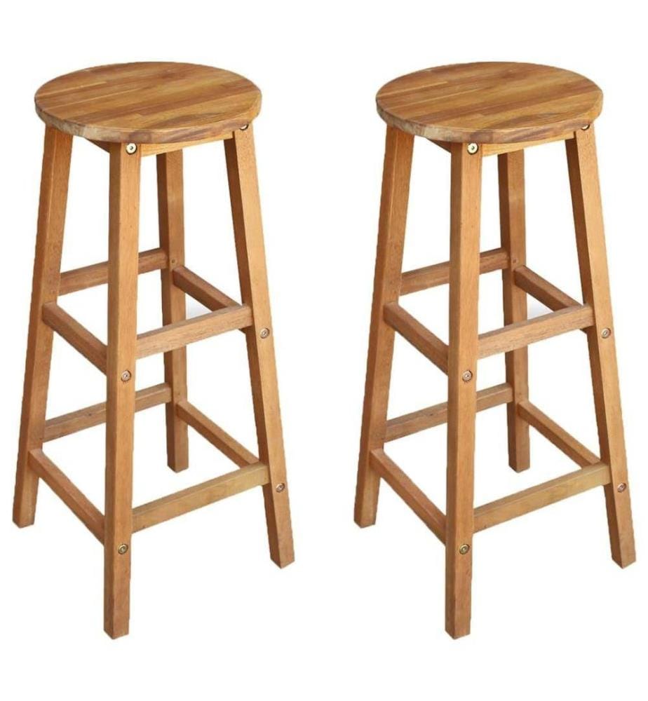 Tabourets de bar lot de 2 bois d'acacia massif