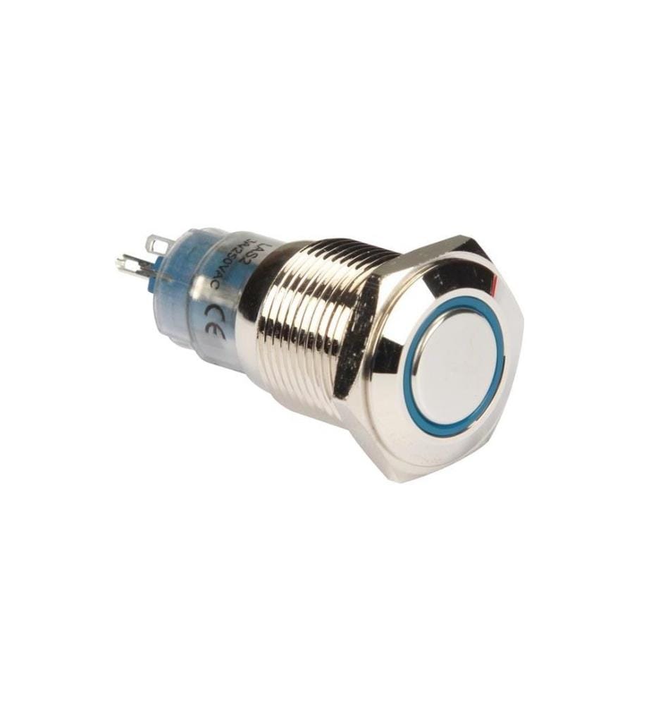 VELLEMAN - Drucktaster Metall 16 mm mit blauer Ringbeleuchtung