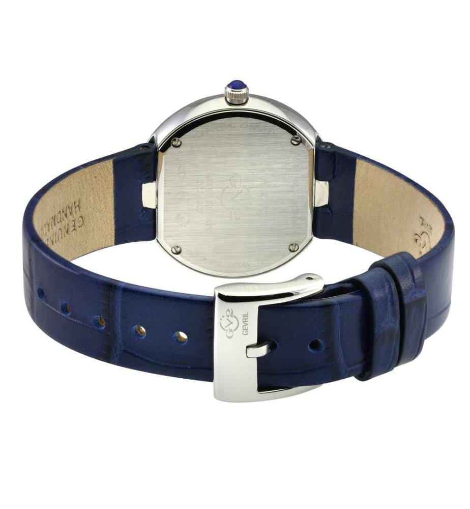Quarzuhr Arezzo mit Lederarmband - Silber und Blau - 33 mm
