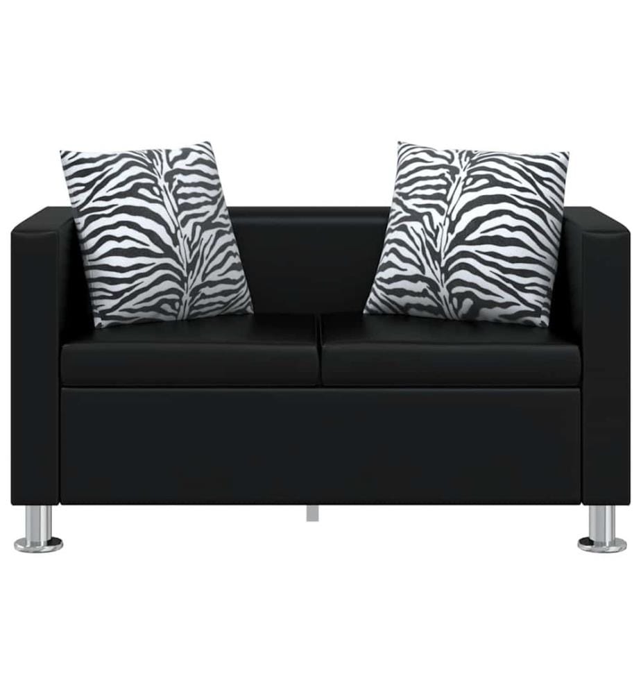 2-Sitzer-Sofa Kunstleder Schwarz