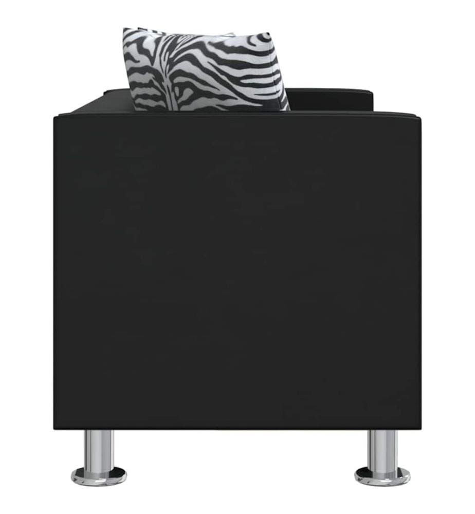 2-Sitzer-Sofa Kunstleder Schwarz