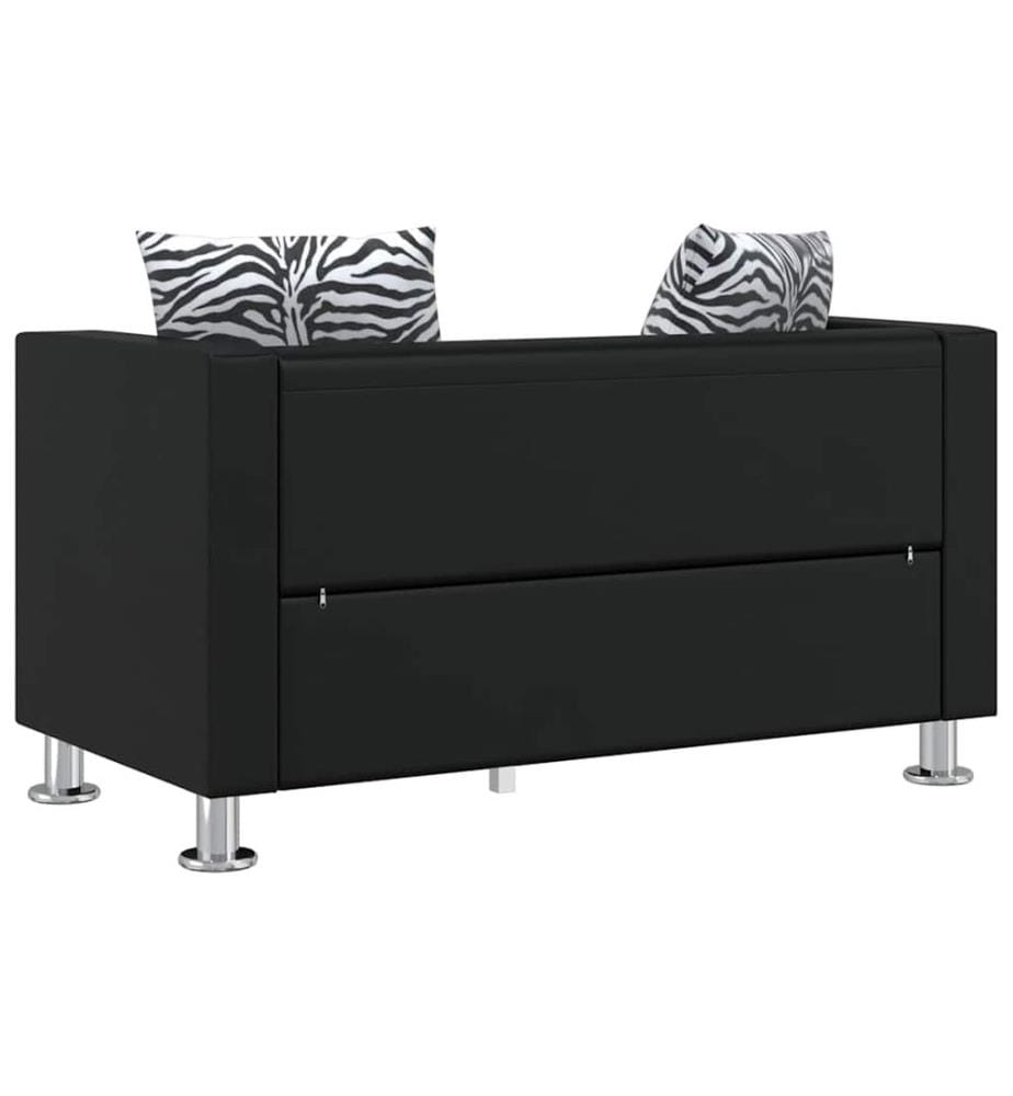 2-Sitzer-Sofa Kunstleder Schwarz
