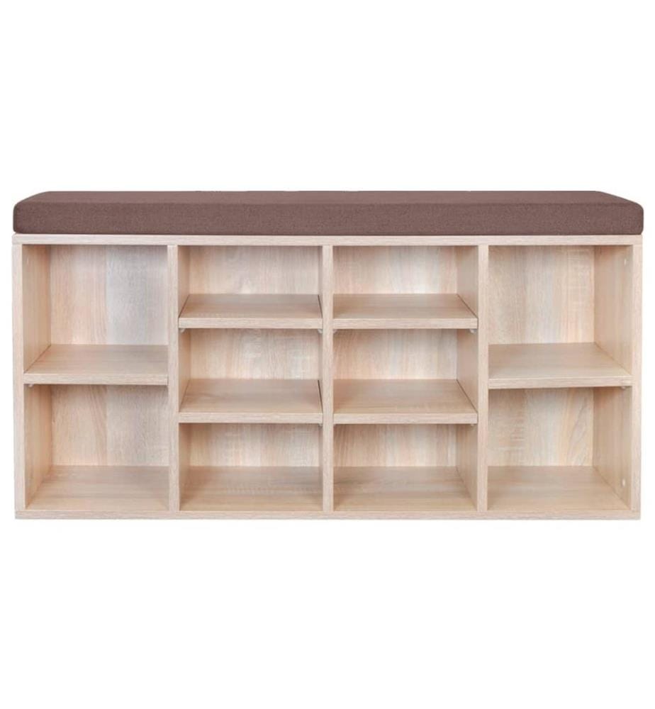 Schuhschrank Schuhbank Sitzbank 10 Fächer Eichefarbe