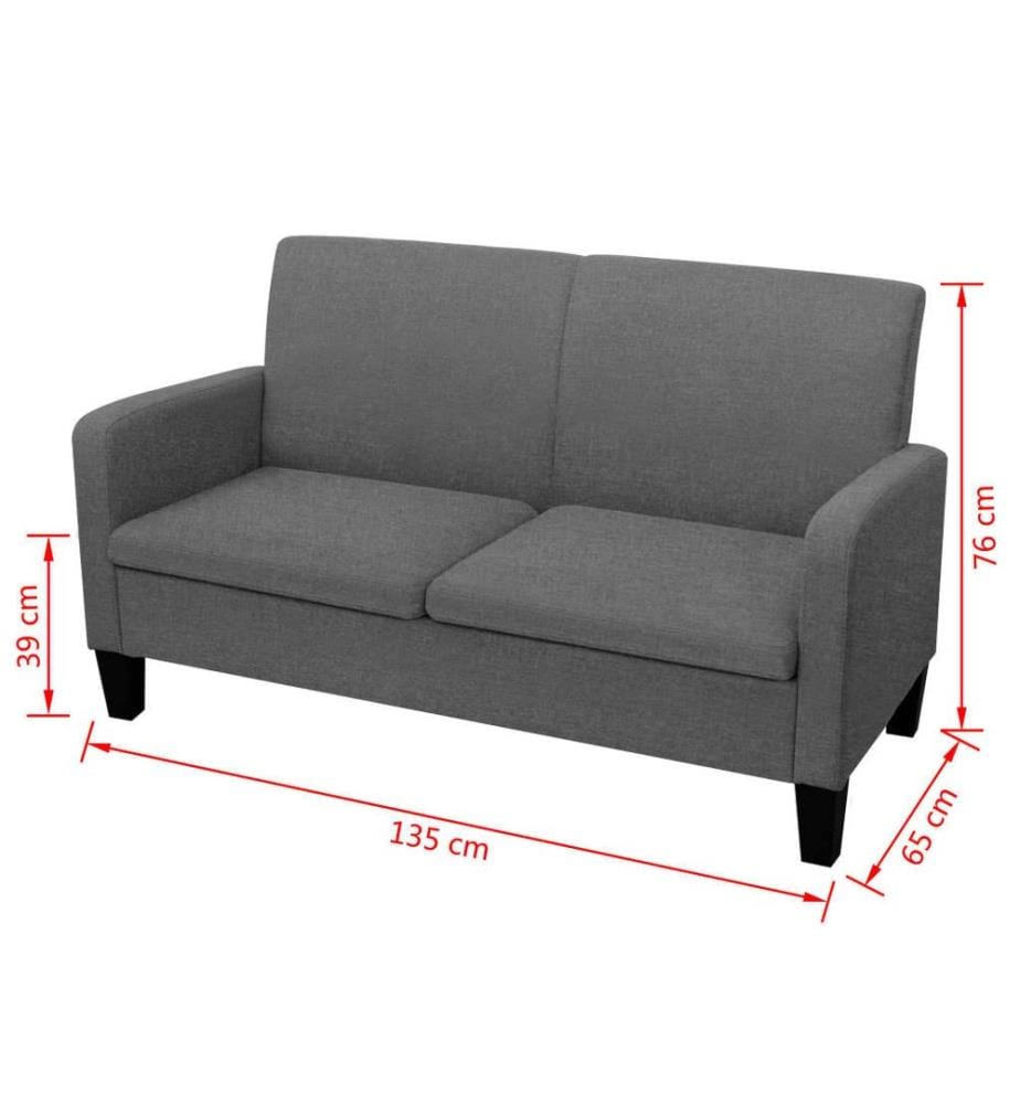 2-Sitzersofa 135 x 65 x76 cm Dunkelgrau