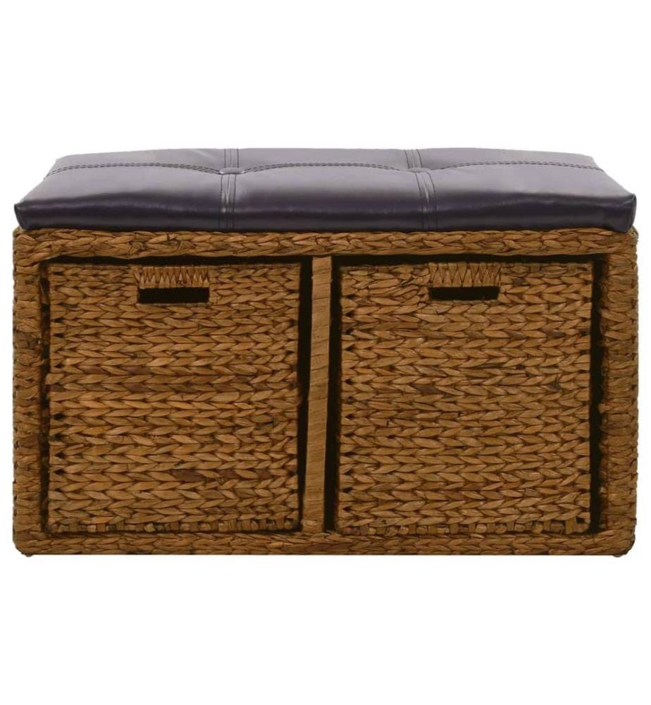 Sitzbank mit 2 Körben Seegras 71×40×42 cm Braun