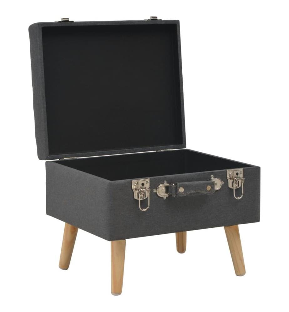 Hocker mit Stauraum 40 cm Dunkelgrau Stoff