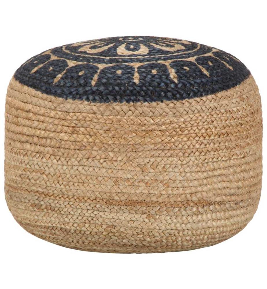 Handgefertigter Sitzpuff Blau 45 x 30 cm Jute