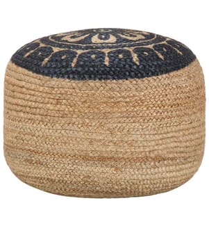 Handgefertigter Sitzpuff Blau 45 x 30 cm Jute