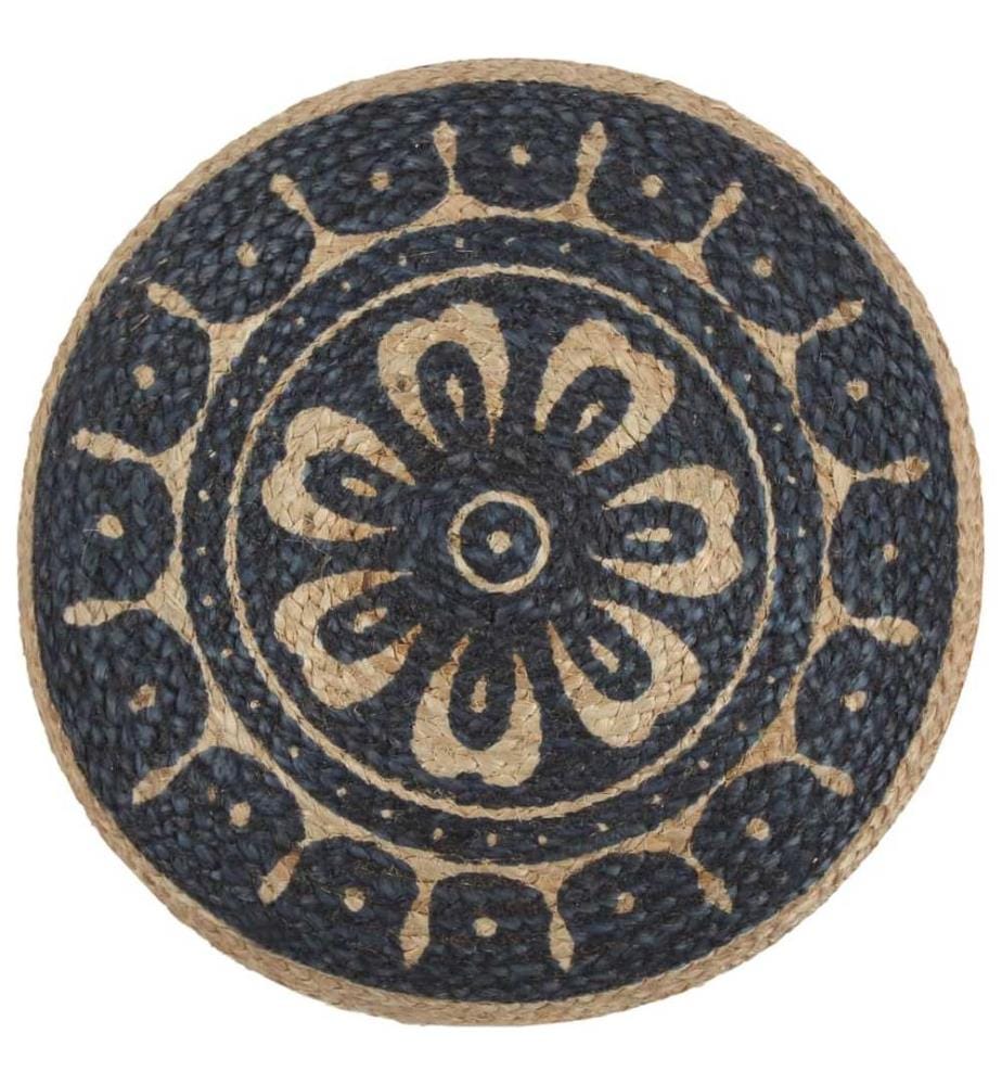 Handgefertigter Sitzpuff Blau 45 x 30 cm Jute