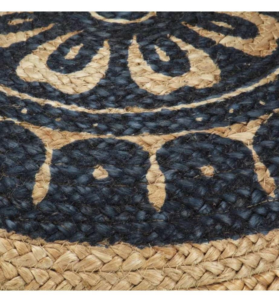 Handgefertigter Sitzpuff Blau 45 x 30 cm Jute