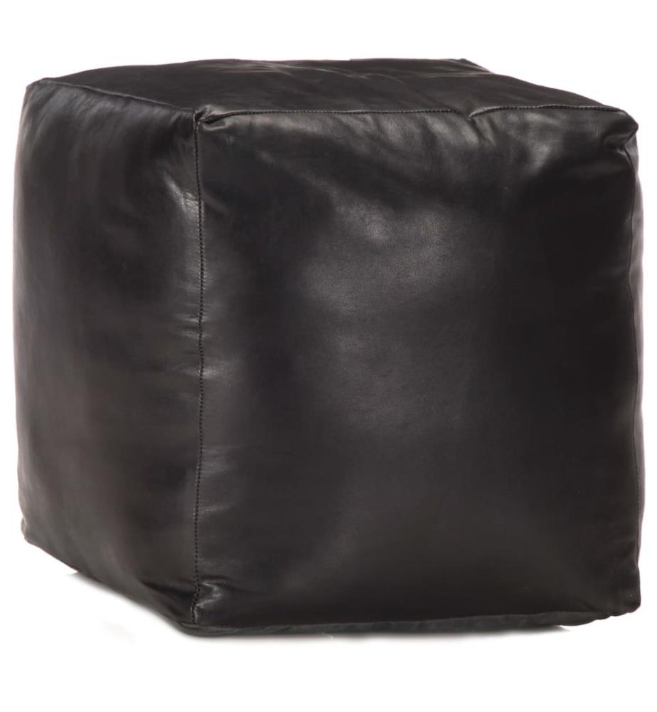 Pouf Schwarz 40 x 40 x 40 cm Echtes Ziegenleder