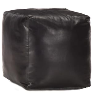 Pouf Schwarz 40 x 40 x 40 cm Echtes Ziegenleder