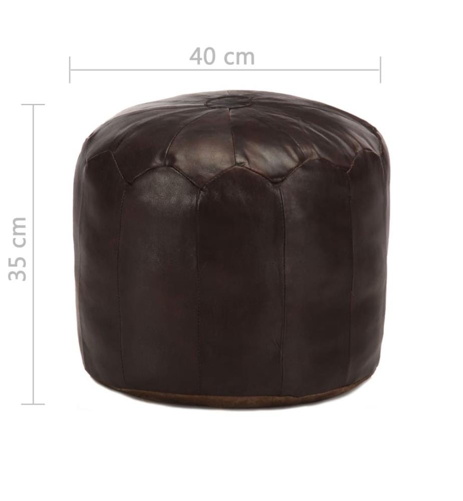 Pouf Dunkelbraun 40 x 35 cm Echtes Ziegenleder