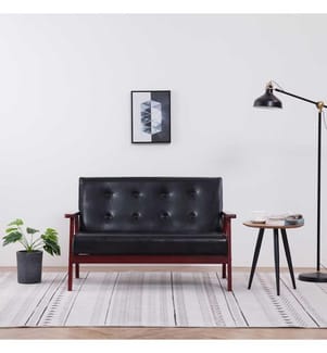 Sofa 2-Sitzer Schwarz Kunstleder