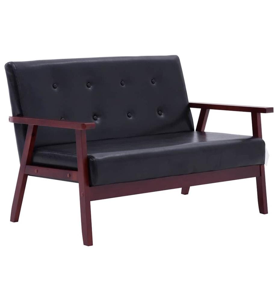 Sofa 2-Sitzer Schwarz Kunstleder