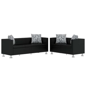 Sofa-Set Kunstleder 3-Sitzer und 2-Sitzer Schwarz