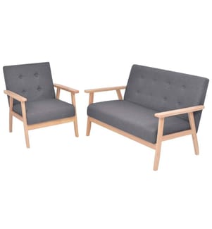 Sofa-Set 2-tlg. Stoff Dunkelgrau