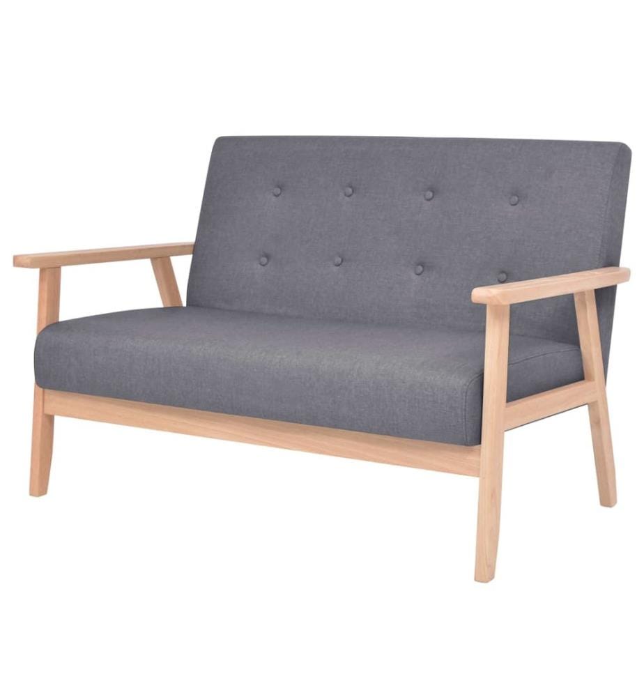 Sofa-Set 2-tlg. Stoff Dunkelgrau