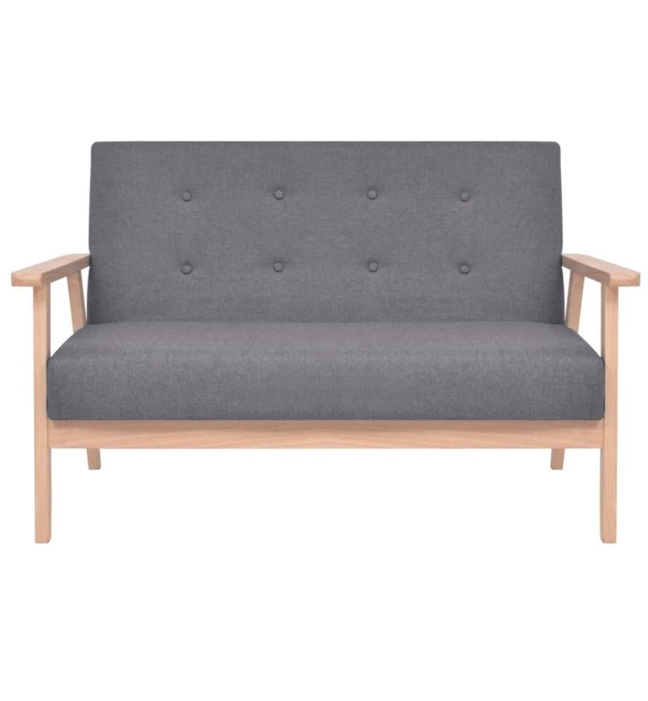 Sofa-Set 2-tlg. Stoff Dunkelgrau