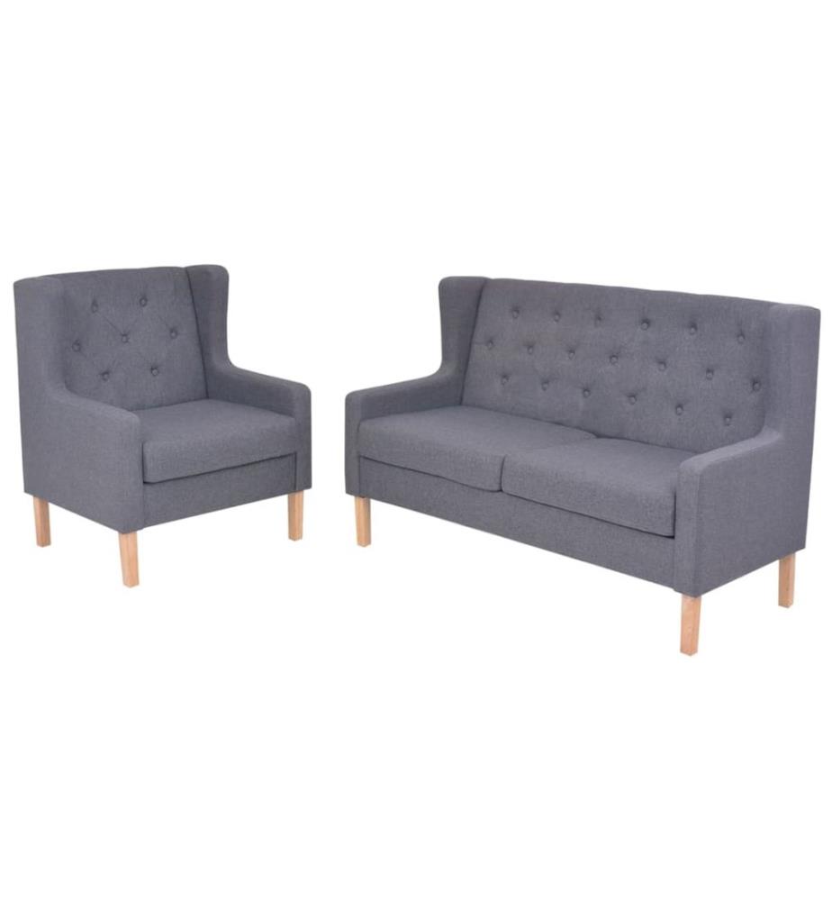 2-tlg. Sofa-Set Stoff Grau