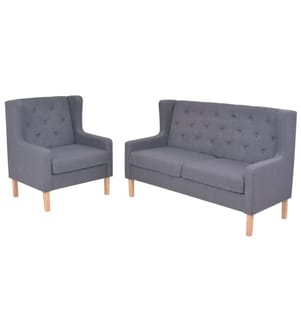 2-tlg. Sofa-Set Stoff Grau