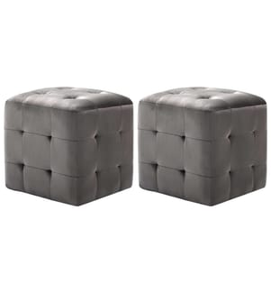 Pouf 2 Stk. Grau 30x30x30 cm Samtstoff