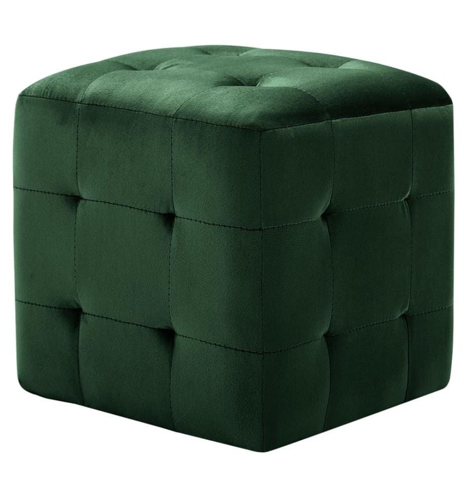 Pouf 2 Stk. Grün 30x30x30 cm Samtstoff