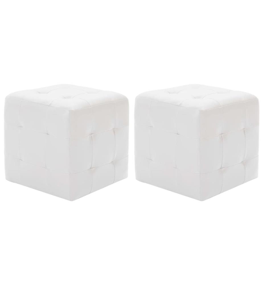 Pouf 2 Stk. Weiss 30x30x30 cm Kunstleder