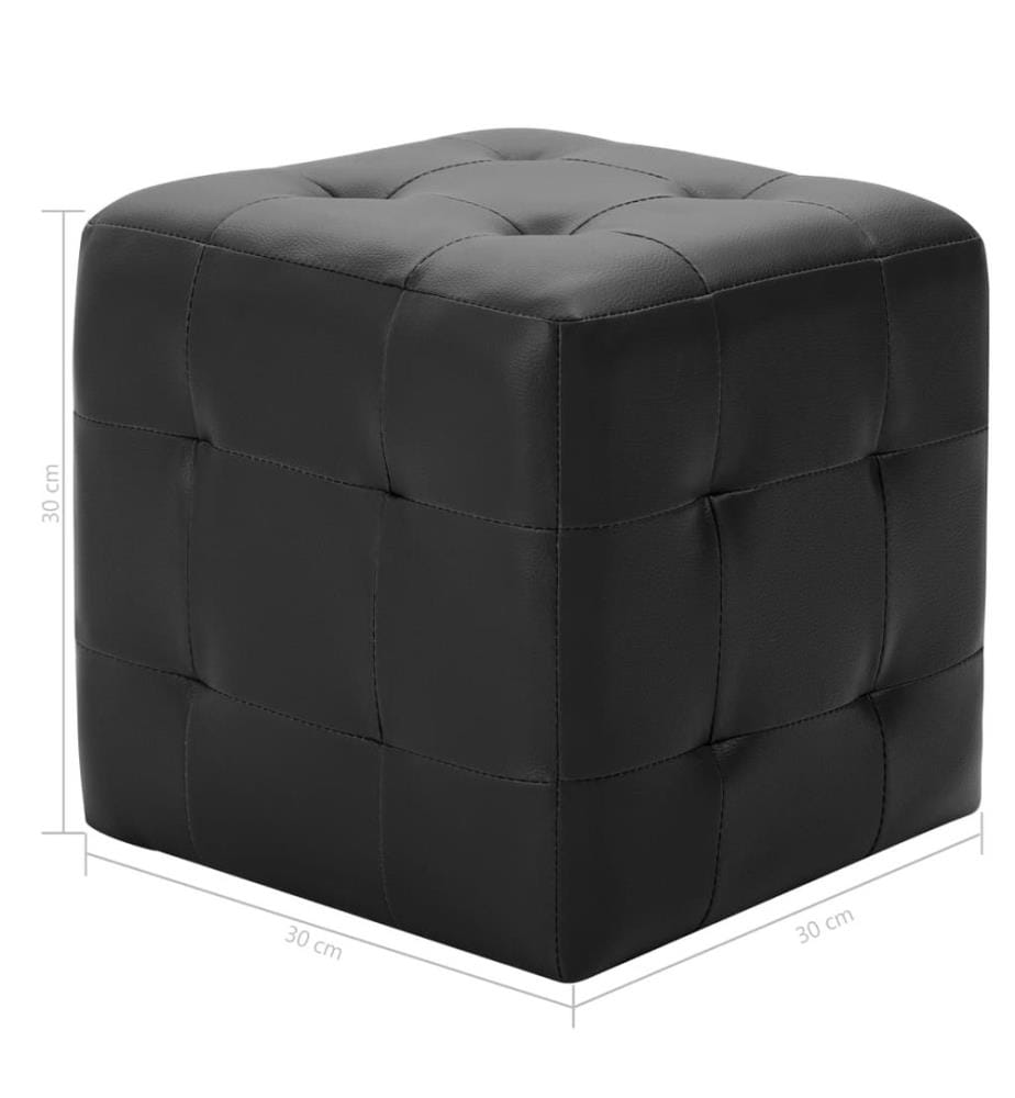 Pouf 2 Stk. Schwarz 30x30x30 cm Kunstleder