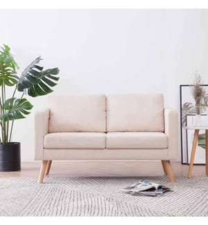 2-Sitzer-Sofa Stoff Cremeweiss