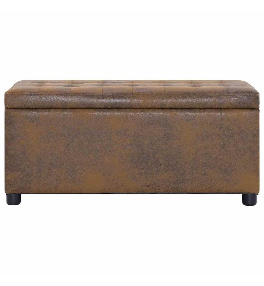 Ottoman mit Stauraum 87,5 cm Braun Wildleder-Optik