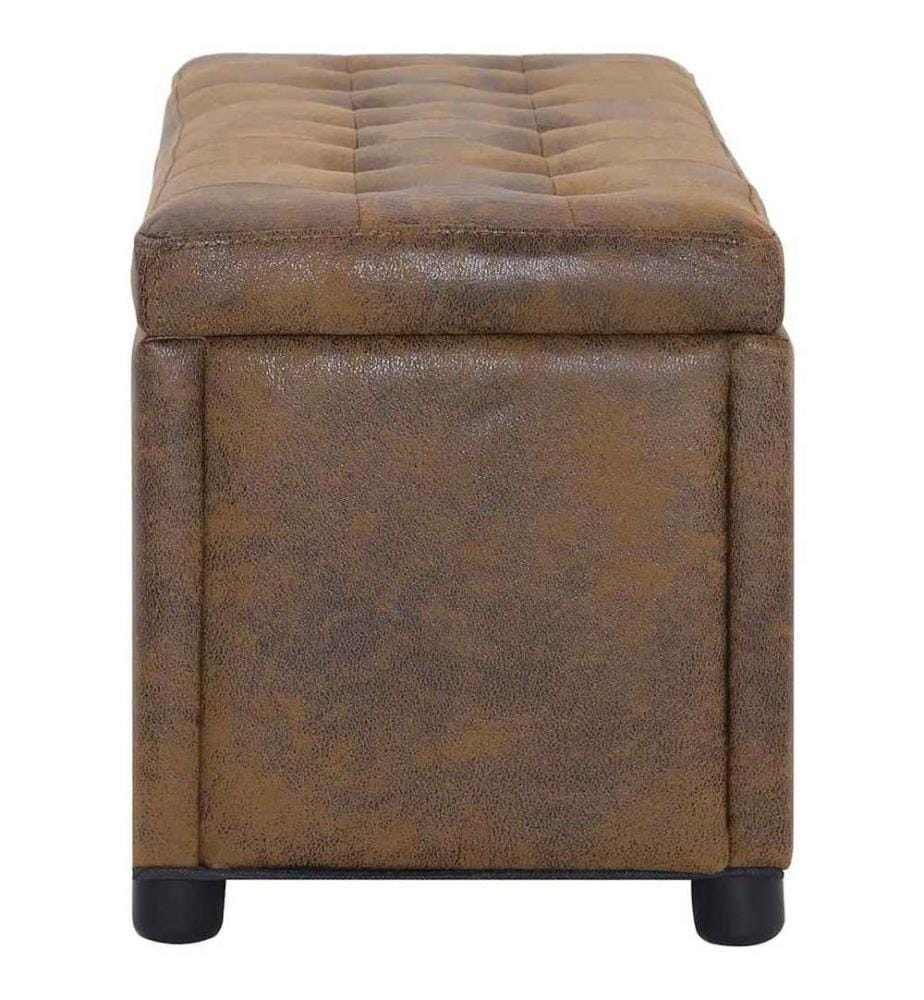 Ottoman mit Stauraum 87,5 cm Braun Wildleder-Optik