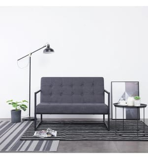 2-Sitzer-Sofa mit Armlehnen Dunkelgrau Stahl und Stoff