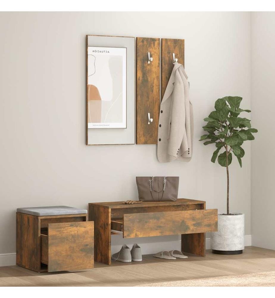 Garderoben-Set Räuchereiche Holzwerkstoff